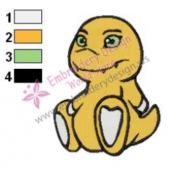 Baby Agumon Digimon Embroidery Design